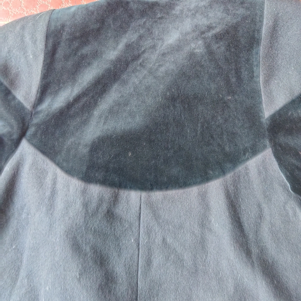80s Donnybrook Wool Velvet Open Car Coat Women's 12 Black Trapeze Minimalist - Picture 12 of 16